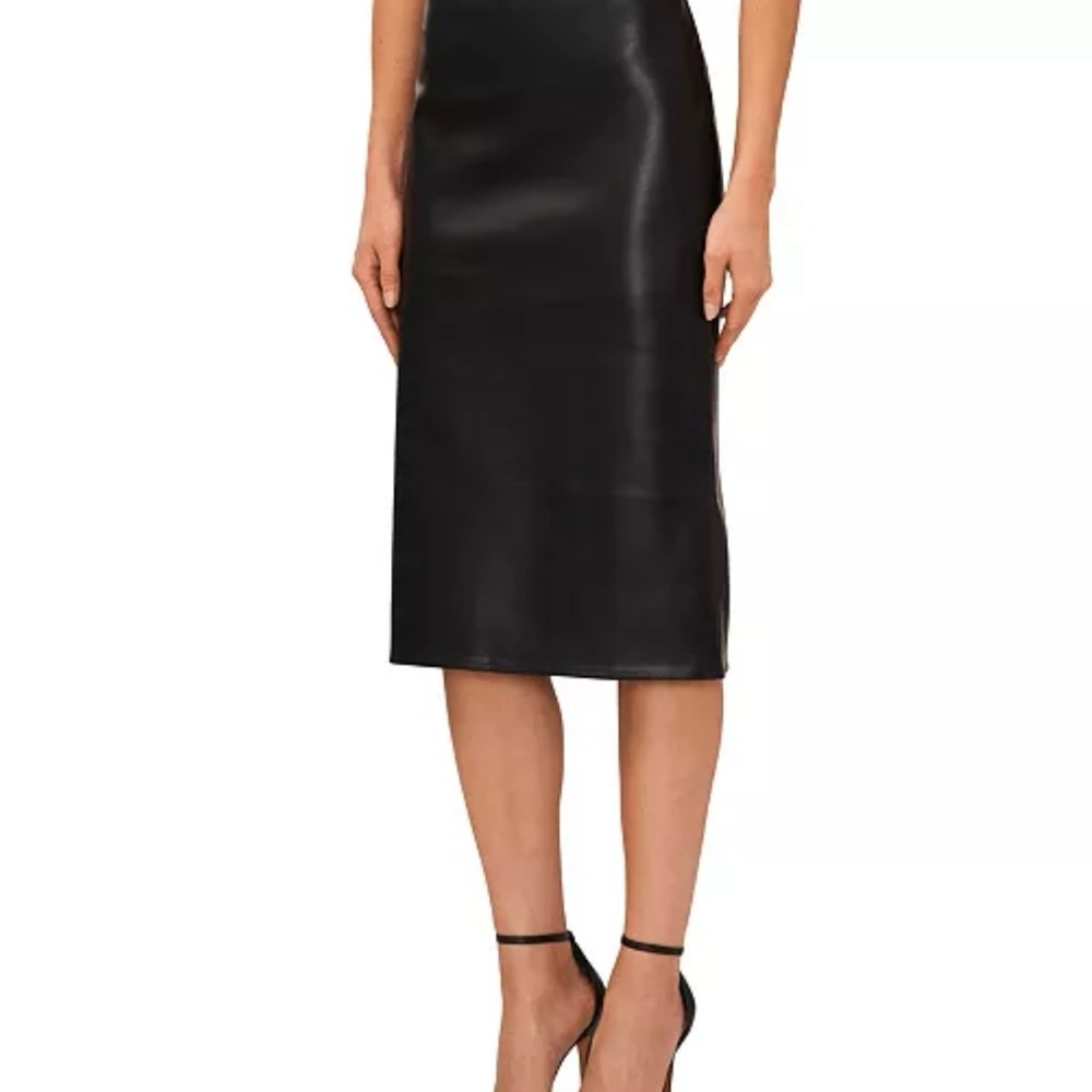 Elegant Black Faux-Leather Skirt